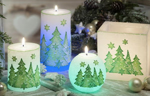 Christmas Tree Candle with Diode White and Green- Świeczka Świąteczna z Diodą