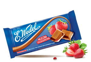 E. Wedel Milk Chocolate with Strawberry Filling - Czekolada z nadzieniem Truskawkowym 100 g