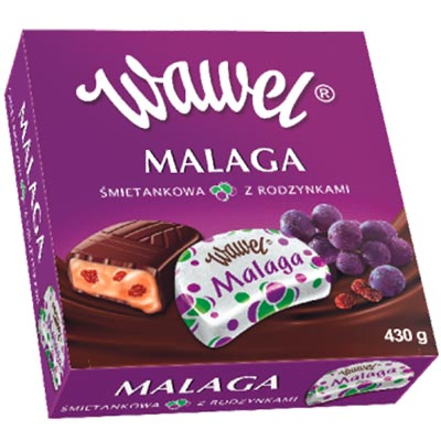 Wawel Malaga Chocolate Candies Cream & Raisins - Smietankowe z Rodzynkami 430 g