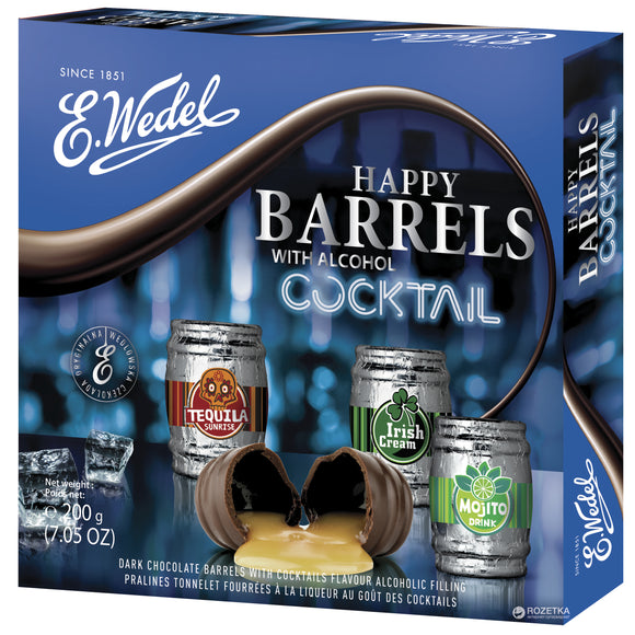 E. Wedel Dark Chocolate Barrels With Alcohol Cocktail - Barylki z Alkoholem 200g